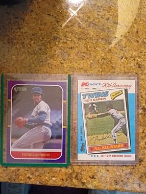 Russ Fergie Jenkins Baseball Card in Purple and Green Sleeve